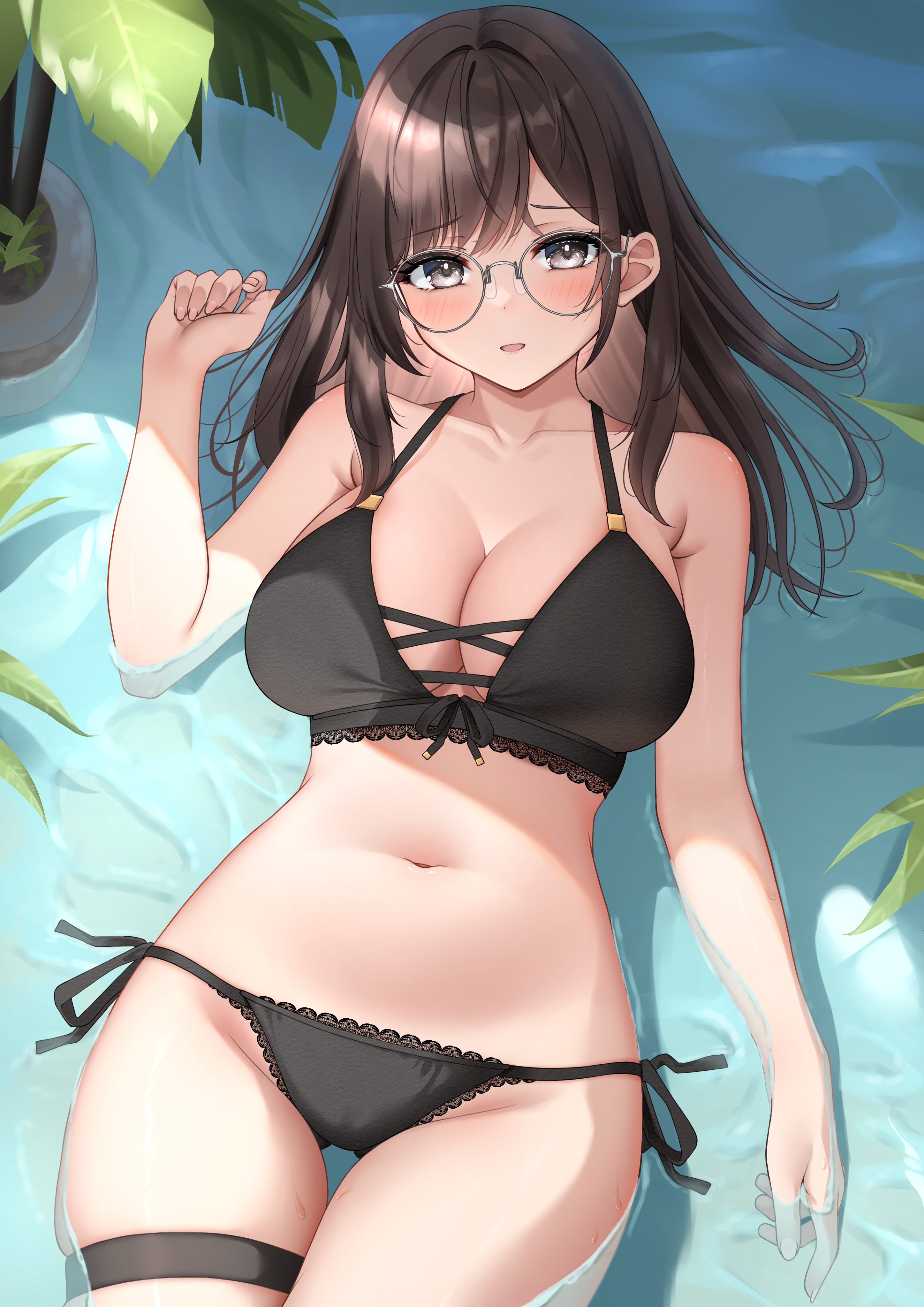 Ayakura Maki Bikini Garter Megane Swimsuits Wet Yande Re